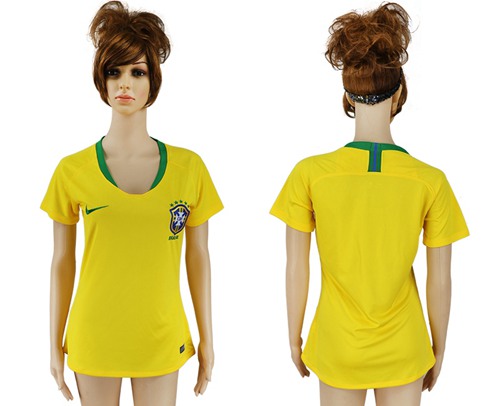 Women's Brazil Blank Home Soccer Country Jersey